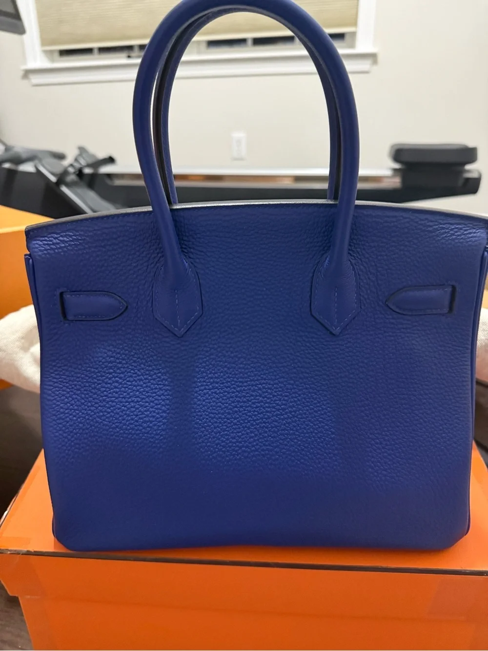 Hermes Birkin 30 Electrique Bleu Togo Leather Top-Handle Satchel w/Gold Hardward